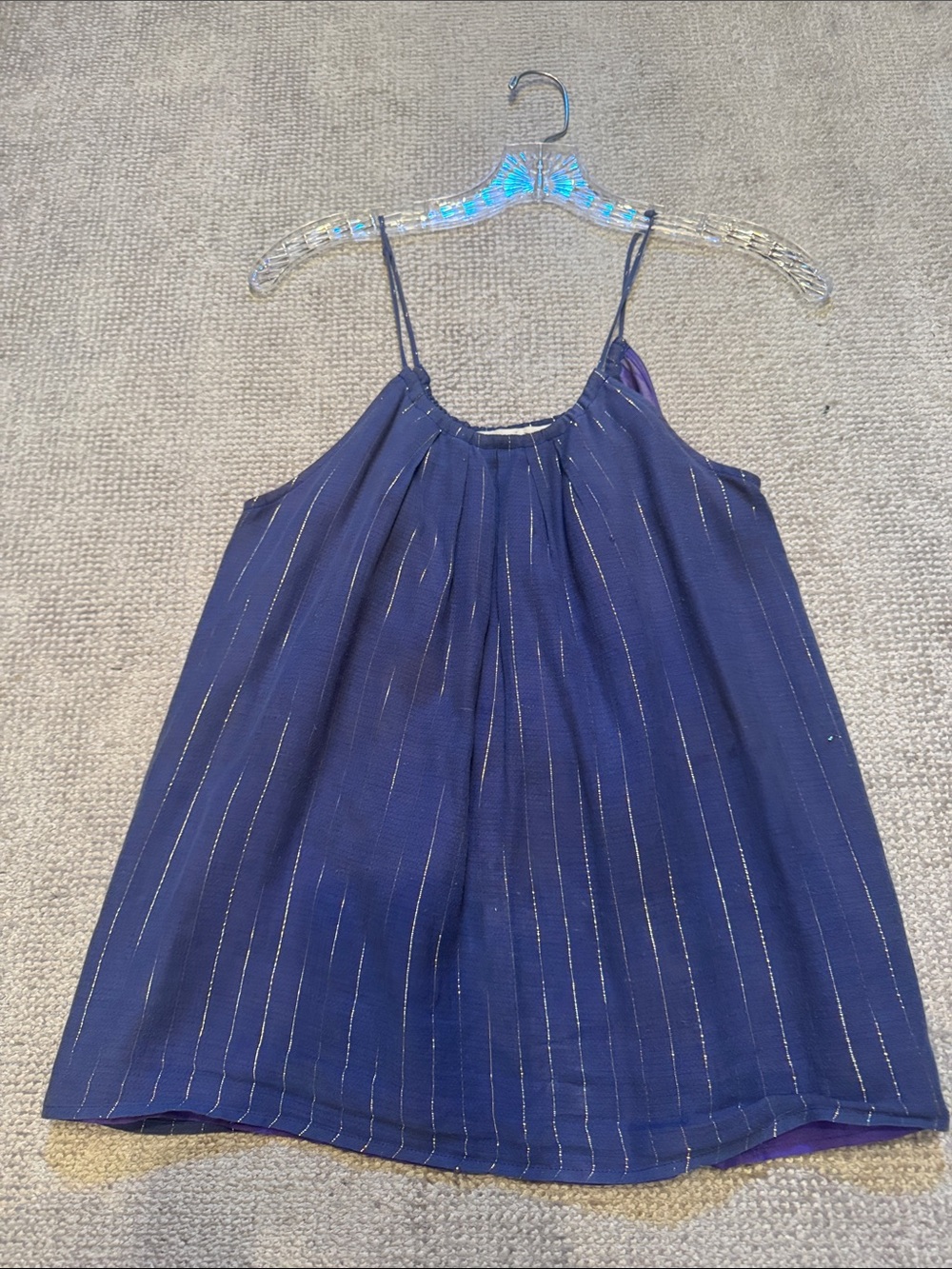 Rory Beca Navy Blue Metallic Pinstripe Camisole